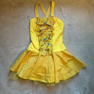 Kellé Ruffled Dress with Tutu Size Medium in Yellow